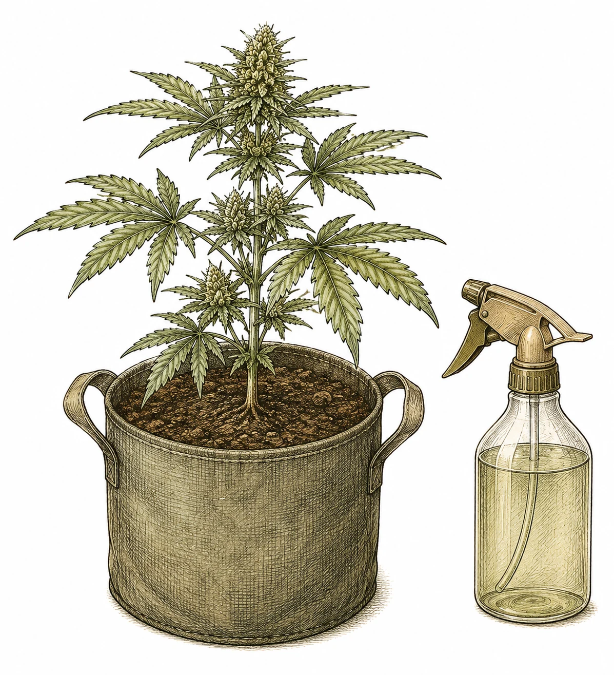 Bacillus thuringiensis Loesung gegen Raupen an Cannabis im Freiland spruehen