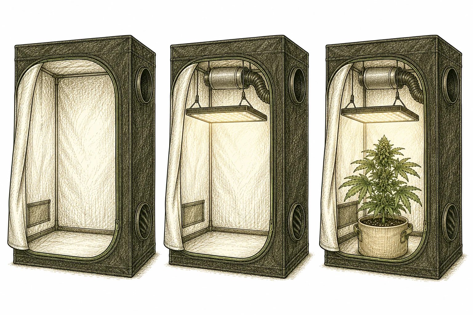 Growbox Aufbau Schritt fuer Schritt Collage Cannabis Anfaenger