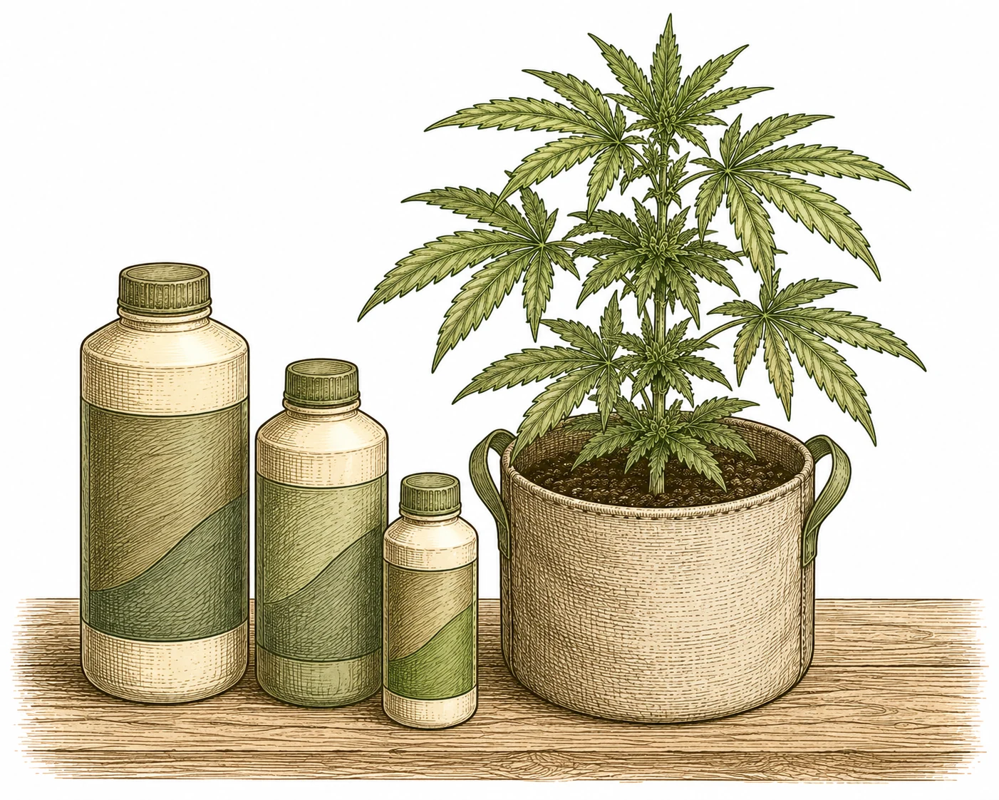 Cannabis Duengerflaschen Grow Bloom Micro beim Growbox einrichten
