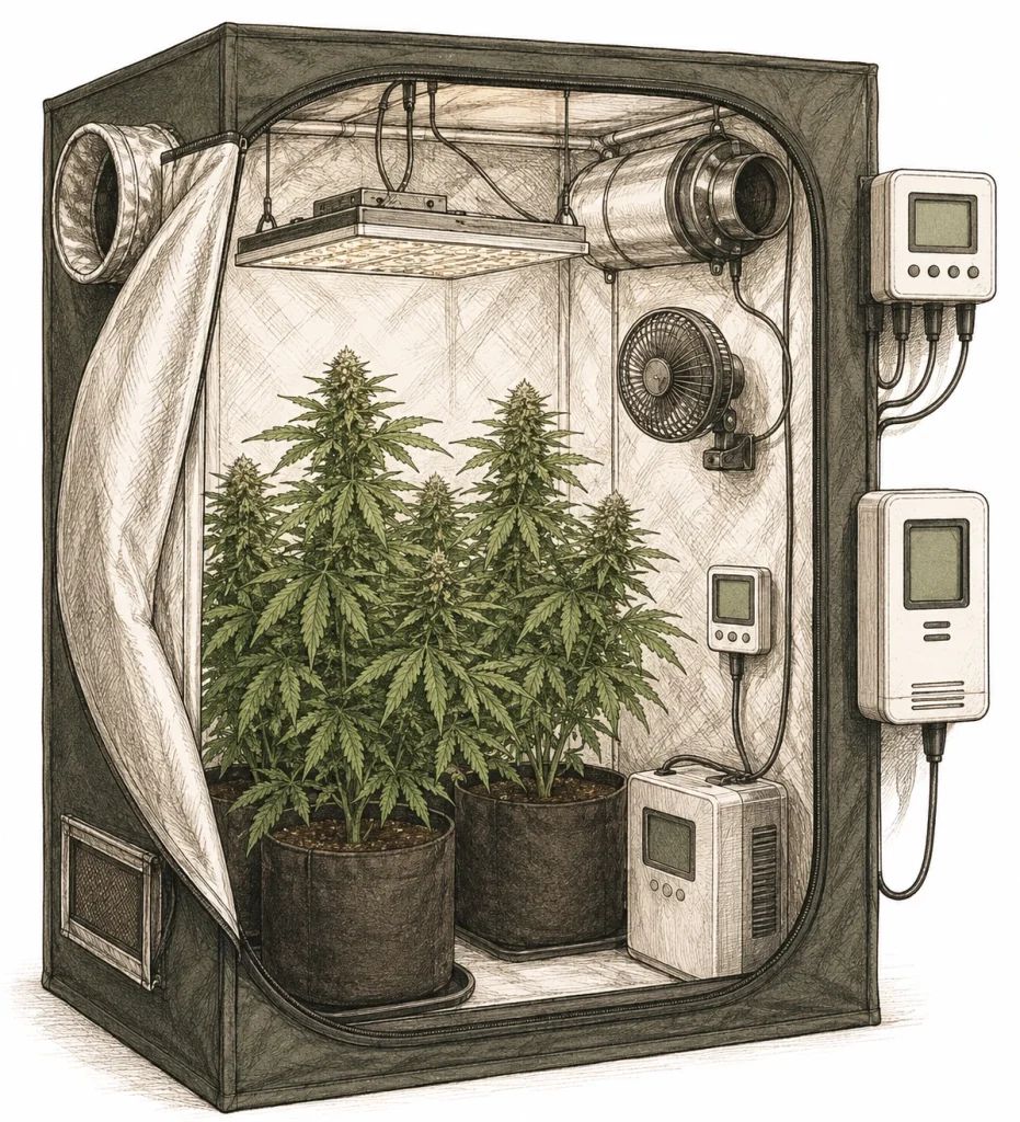 Cannabis Belüftung Growbox – Automatische Klimasteuerung mit CO2-Messgerät