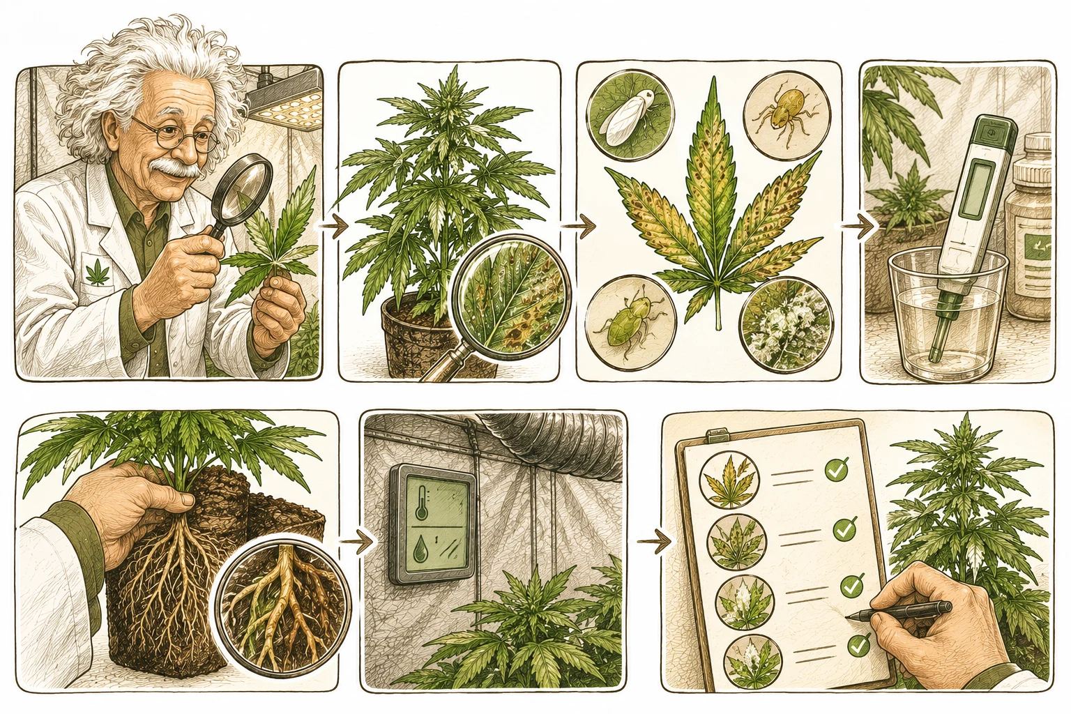 Cannabis Diagnose Checkliste als Schritt-für-Schritt Infografik