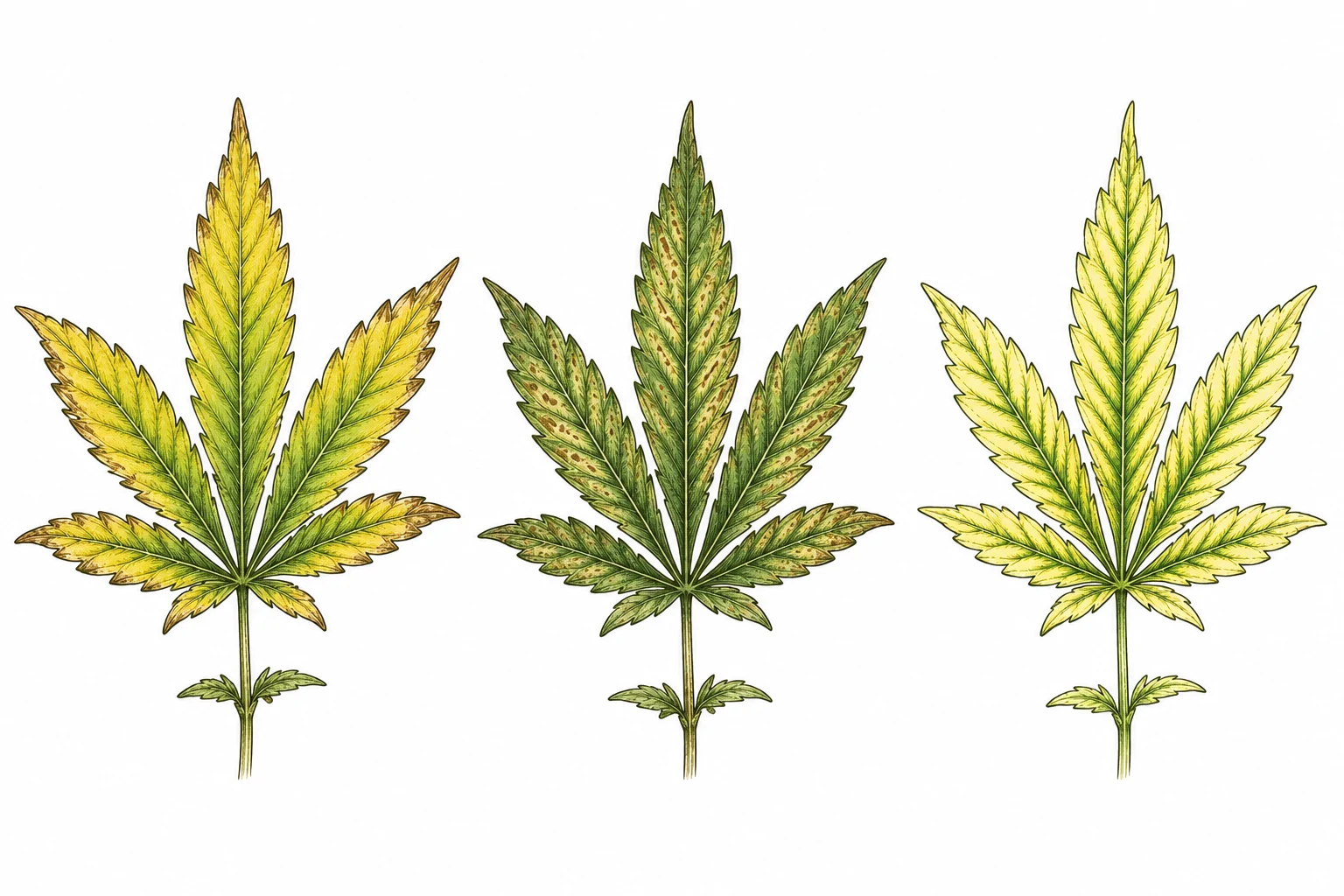 Cannabis Nährstoffmangel Vergleich: Stickstoff, Kalzium, Eisen