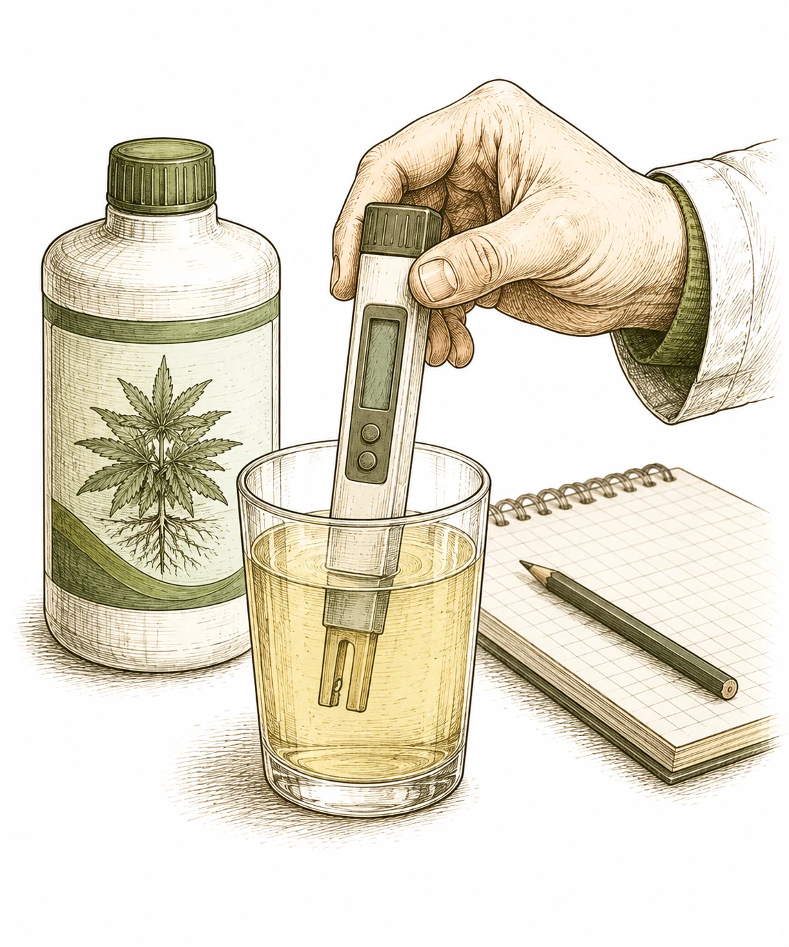 Digitales Cannabis pH Meter im Gießwasser