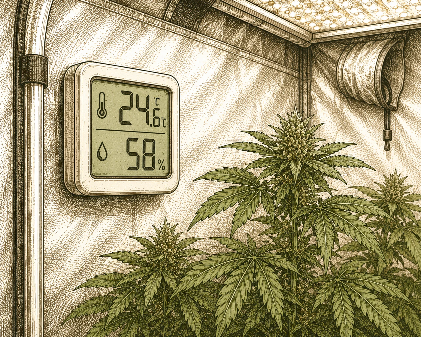 Digitales Thermo-Hygrometer im Cannabis Grow Tent