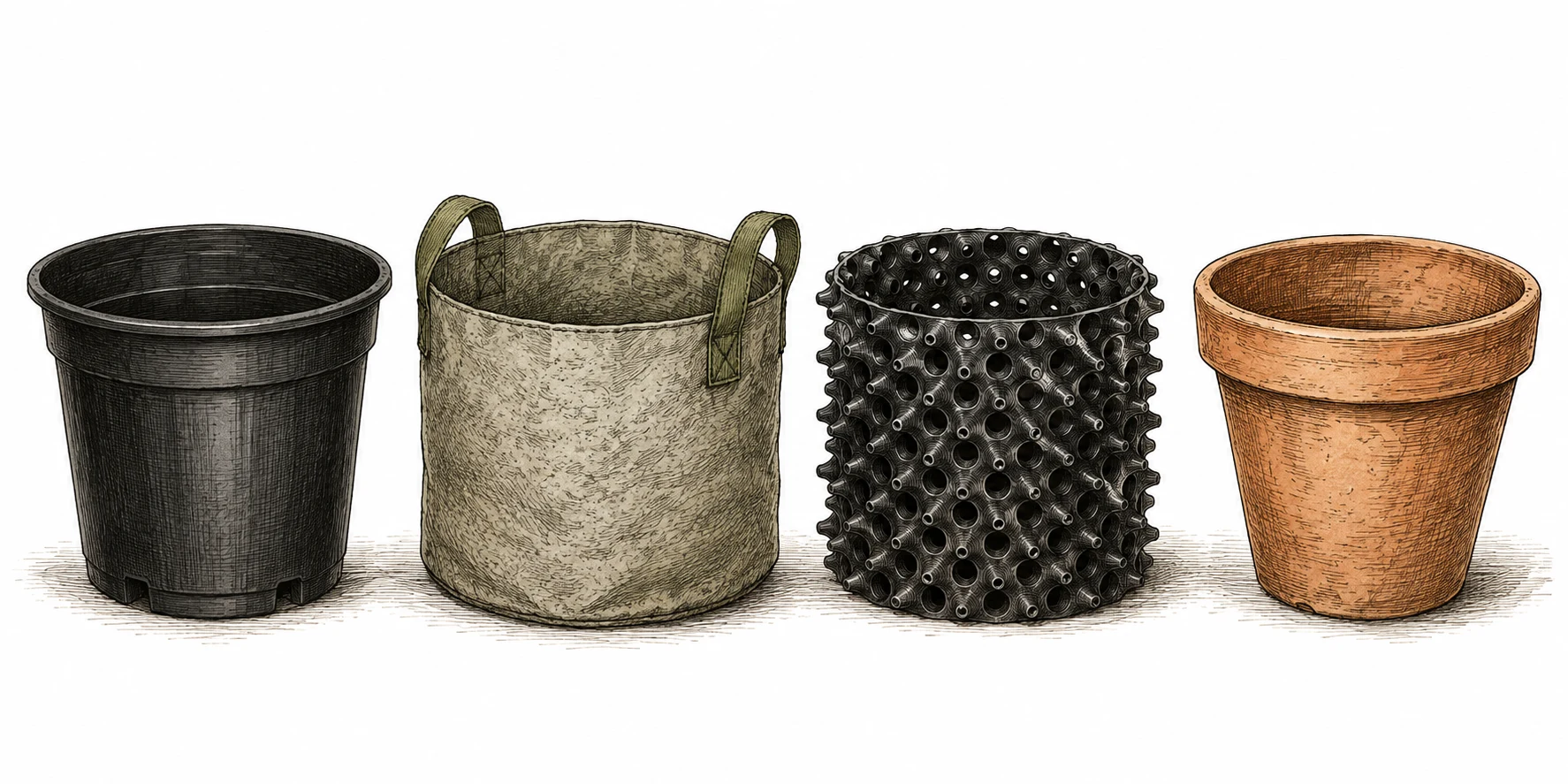 Topfarten Vergleich: Plastik, Fabric Pot, Air-Pot, Terracotta