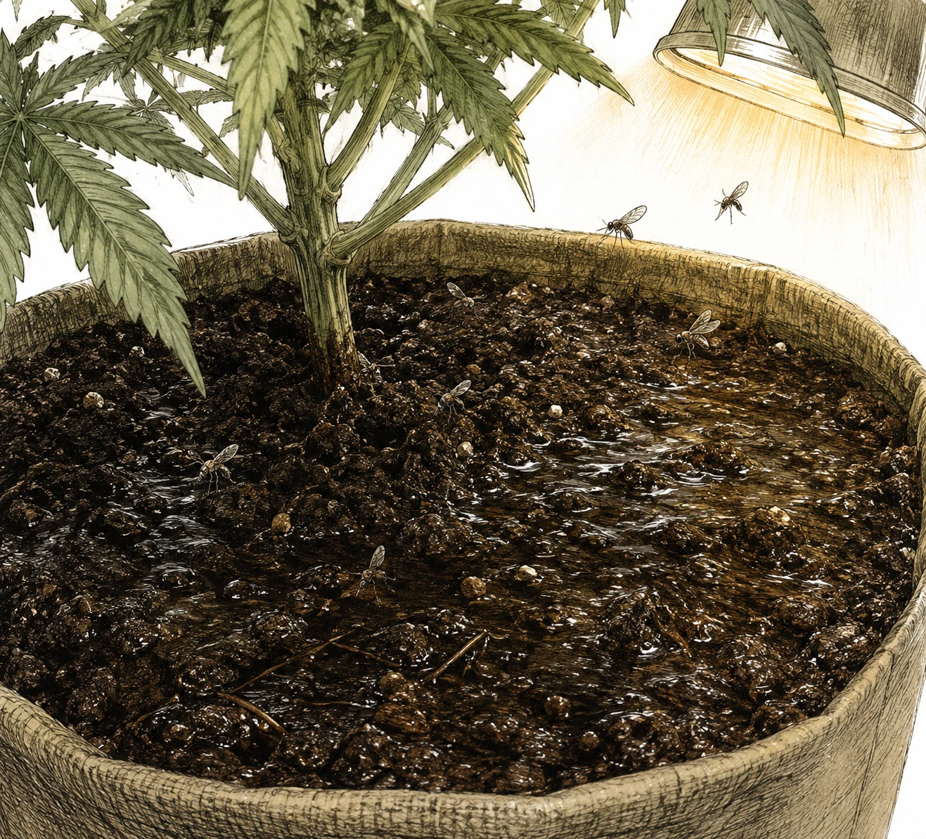 Trauermücken Cannabis – zu feuchtes Substrat als Risikofaktor