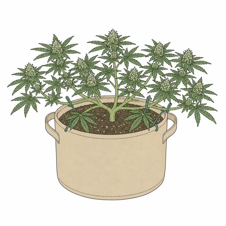 Autoflower Cannabis LST Training gleichmäßiger Blütenteppich