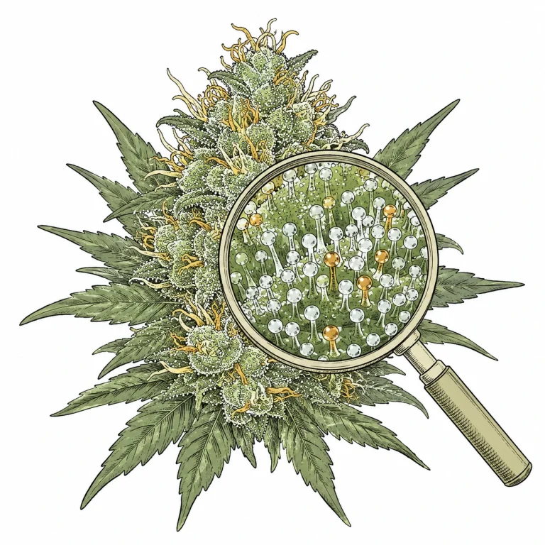Autoflower Cannabis Trichome Erntereife unter der Lupe