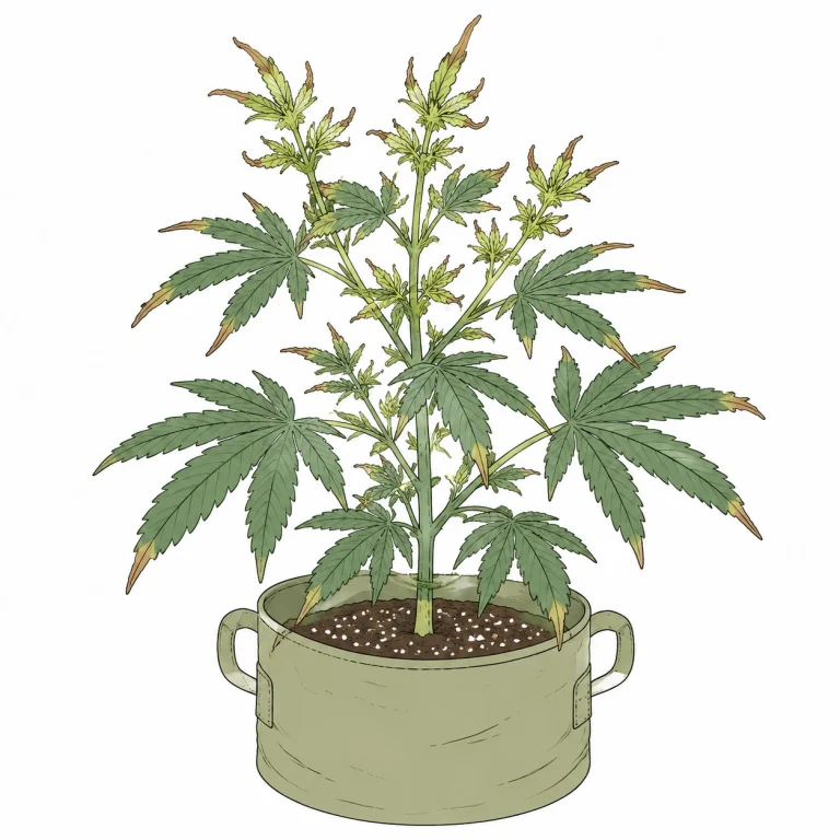 Bormangel Cannabis verformte kleine Blätter braune Triebspitzen