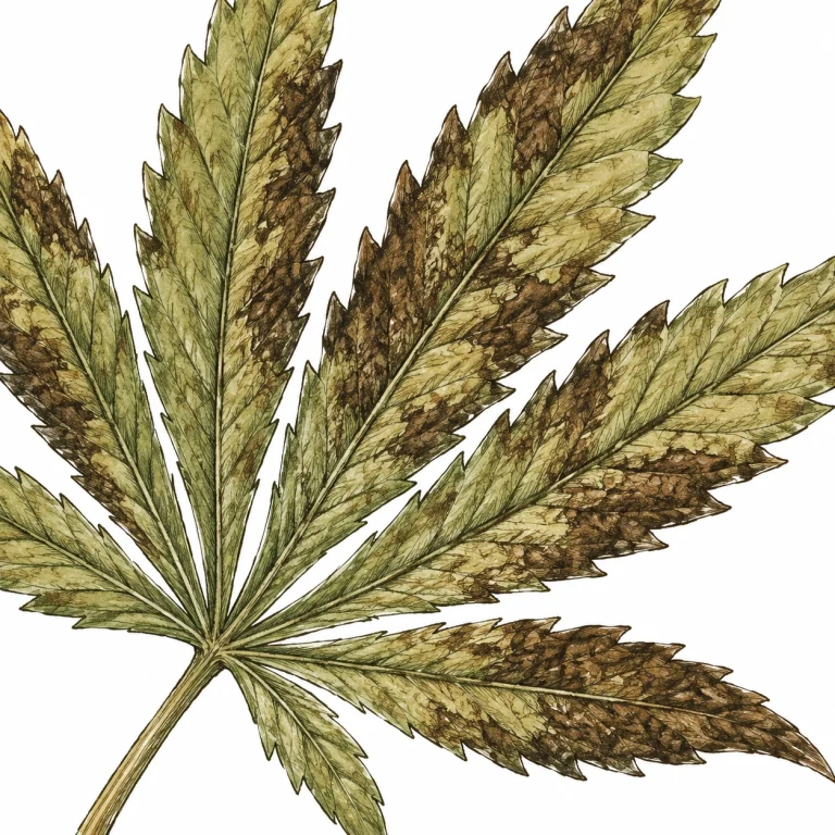 Calcium Überschuss Cannabis verhärtetes sprödes Blattgewebe Detail