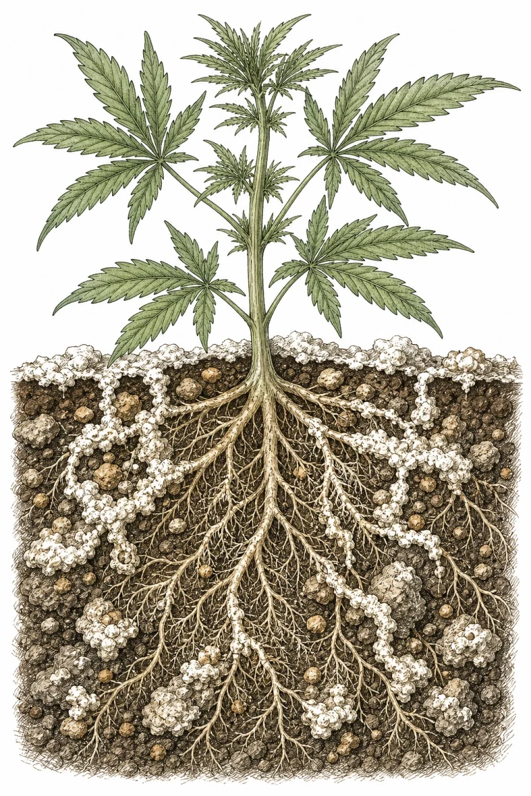 Calcium Überschuss Cannabis Ablagerungen Wurzelbereich schematische Darstellung