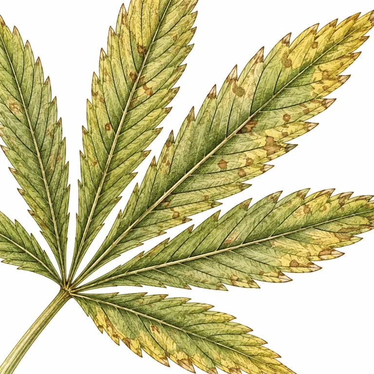 Cannabis Mangan Überschuss braune Nekrosepunkte gelbliche Blattränder