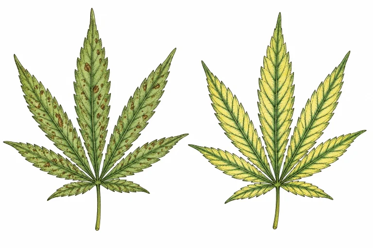 Cannabis Mangan Überschuss Vergleich Magnesiummangel interveinales Vergilben