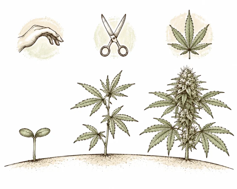 Cannabis Trainingsstress Zeitfenster LST Topping Defoliation
