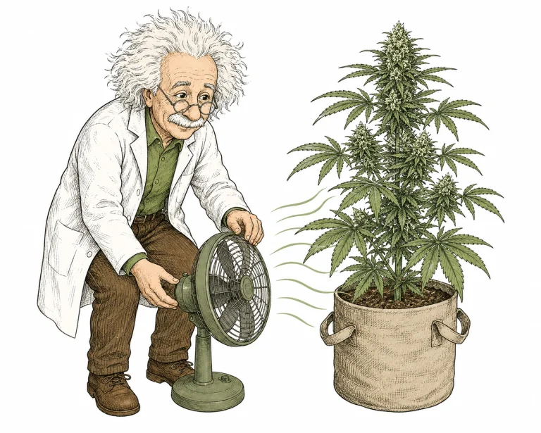 Gesunde Cannabispflanze bei richtiger Belüftung