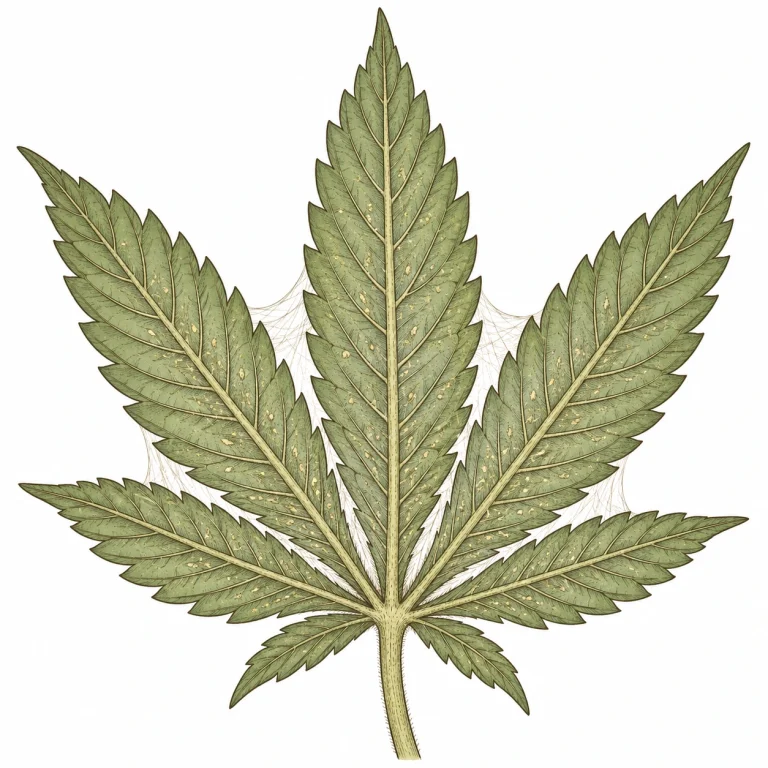 Cannabis Schädlingsbekämpfung Spinnmilben feine Spinnweben Blattunterseite
