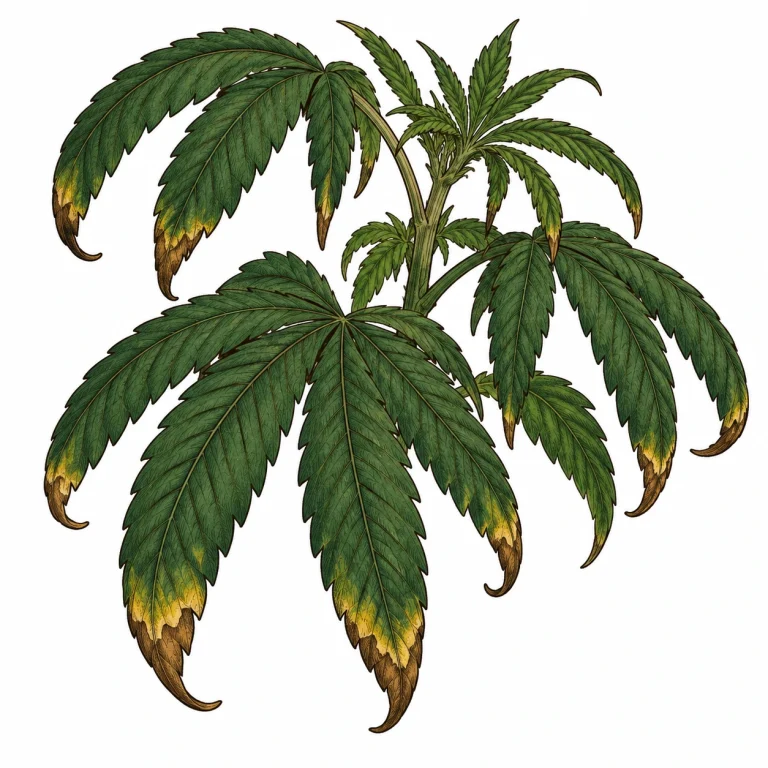 Stickstoffüberschuss Cannabis Clawing nach unten gebogene Blattspitzen