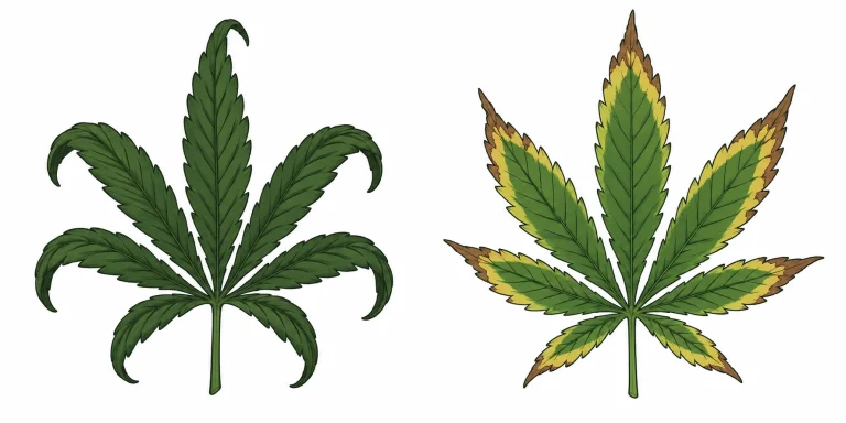 Stickstoffüberschuss Cannabis Clawing im Vergleich zu Kaliummangel