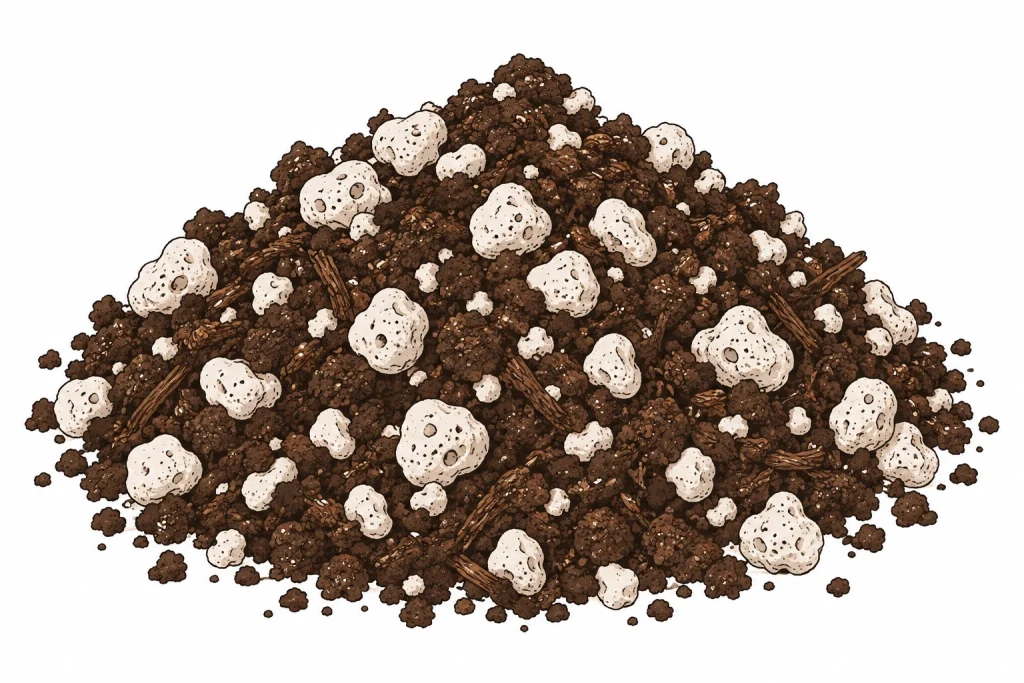 Substrat mischen Perlite Nahaufnahme